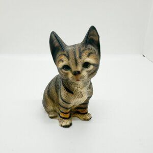 Vtg Harvey Knox Kingdom Porcelain Tabby Cat Kitten Sitting Cute Face